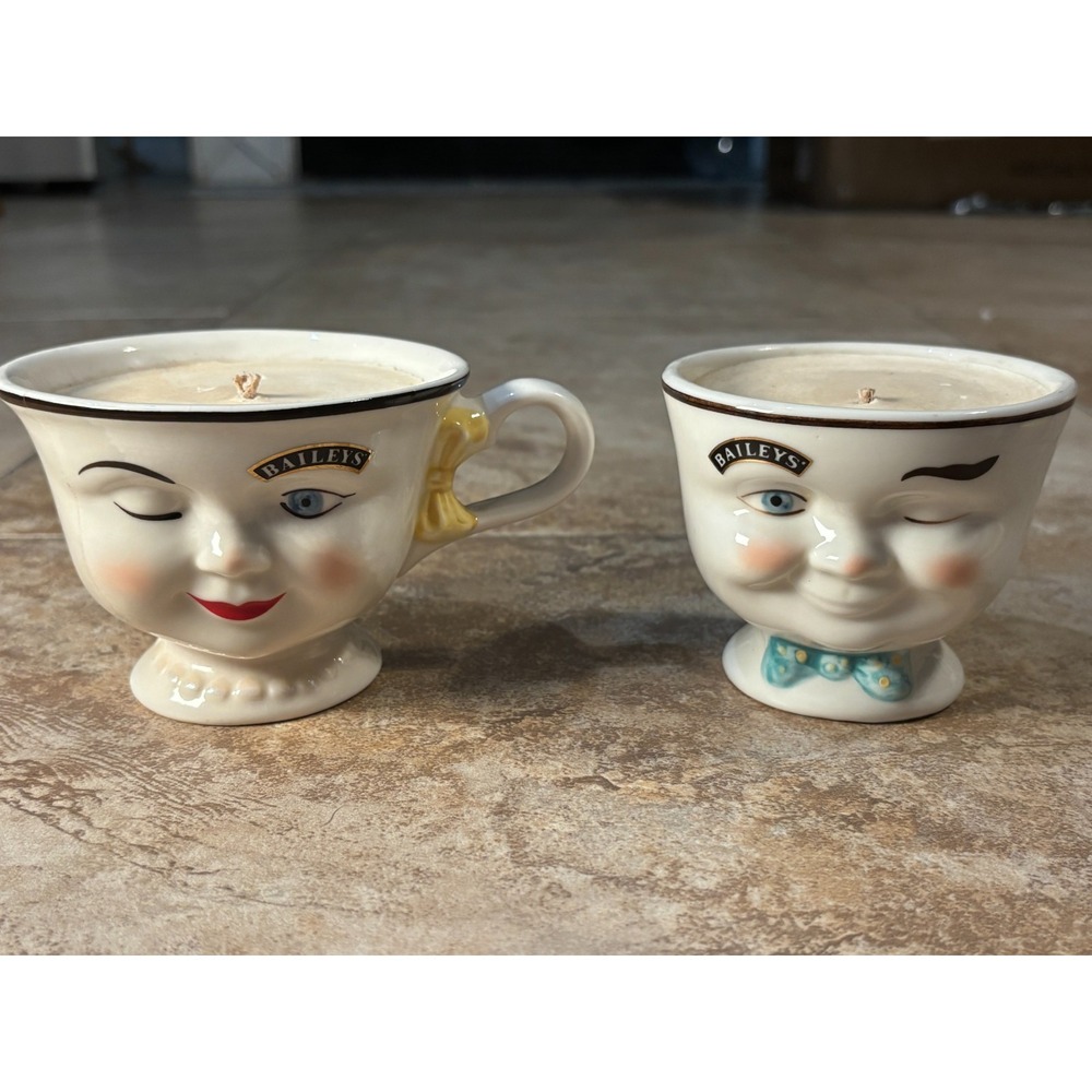 Baileys Irish Cream Red Robin Winking Face Mugs Upcycle Candles 1996 Limited Ed